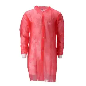 Bezoekersjas Non Woven met Drukknopen – XXL – Rood – CMT CMT Bezoekersjas PP Non Woven met Drukknopen Rood Maat XXL -Horecavoordeel.com-