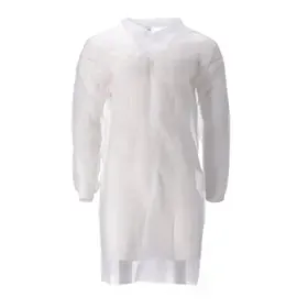 Bezoekersjas Non Woven met Drukknopen – 30gr – Maat L – Wit – CMT CMT Bezoekersjas PP Non Woven met Drukknopen 30gr Wit Maat L -Horecavoordeel.com-