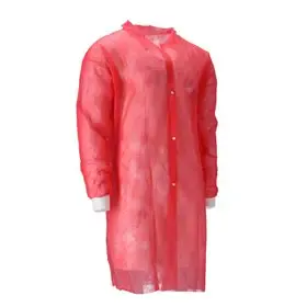 Bezoekersjas Non Woven met Drukknopen – Maat L – Rood – CMT CMT Bezoekersjas PP Non Woven met Drukknopen Rood Maat L