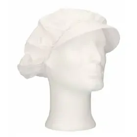 Hairnet with Visor - Polyester/Cotton - One Size - White - CMT CMT Hairnet with Flap Universal Polyester Cotton White One size
