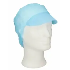 Snood Cap with Visor - Non-Woven PP - Blue - CMT CMT Cap With Peak - Snood Cap PP Non Woven Blue