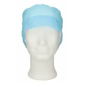 Snood Cap with Visor – Non-Woven PP – Blue – Dispenser Pack – CMT CMT Cap With Peak - Snood Cap PP Non Woven Blue