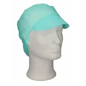 Snood Cap with Visor – PP Non-Woven – Green – CMT CMT Cap With Peak - Snood Cap PP Non Woven Green