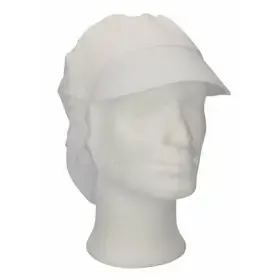 Cap with Visor and Hair Collection – Polyester Cotton – Size L – White CMT CMT Peaked Cap and Hair Catcher Polyester Cotton Crown White Size L
