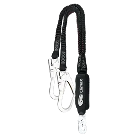 Climax Shock Absorber 51 - Elastische Y Lanyard met Snaphaak & 2 Steigerhaken (120–200 cm)