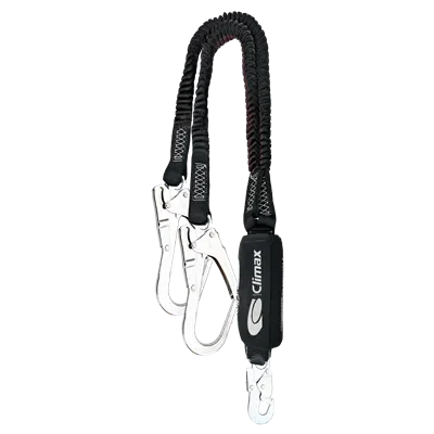 Climax Shock Absorber 51 - Elastische Y Lanyard met Snaphaak & 2 Steigerhaken (120–200 cm)