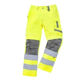 Excess Champ Reflex Work Pants 592 Yellow/Grey - With Knee Pockets & Reflective Details - Size 52 Excess Champ Reflex Werkbroek 592 Geel/Grijs - Met Kniezakken & Reflectie - Maat 52