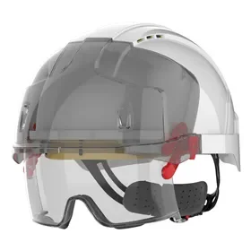 JSP AMB170 EVO VISTAlens Veiligheidshelm Wit/Smoke - Geïntegreerde Veiligheidsbril & Draaiknop JSP AMB170 EVO VISTAlens Veiligheidshelm Wit/Smoke - Geïntegreerde Veiligheidsbril & Draaiknop