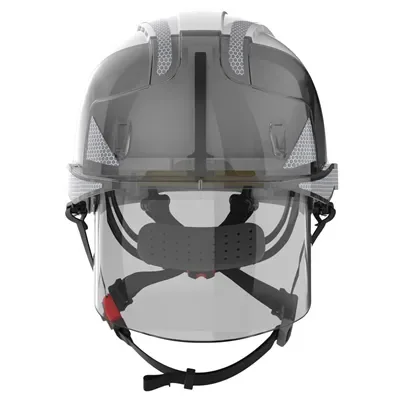 JSP AMH270 Industriële Klimhelm Wit-Smoke - Geïntegreerde Oogbescherming & Draaiknop