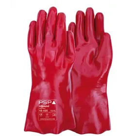 PSP 10-435 PVC Double Coated Oil-Resistant Work Gloves 35 cm - Red - Size 10 PSP 10-435 PVC Werkhandschoen Oliebestendig Dubbel Gecoat 35 cm - Rood - Maat 10
