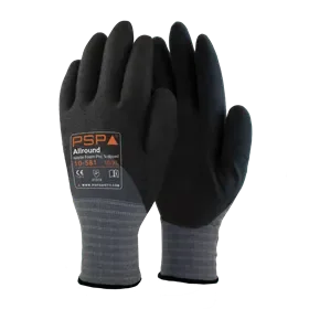 PSP 10-581 Nitrile Pro Work Gloves Grey/Black - 3/4 Coated & Food Safe, Size 8 PSP 10-581 Werkhandschoen Nitril Pro Grijs/Zwart – 3/4 Gecoat & Foodkeur, Maat 8
