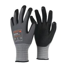 PSP 10-585 Allround Werkhandschoen Topnitril met Gripdots Grijs/Zwart - Maat 9