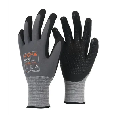 PSP 10-585 Allround Werkhandschoen Topnitril met Gripdots Grijs/Zwart - Maat 9