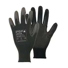PSP 10-610 All-Purpose PU Work Gloves Black Poly - Size 6 PSP 10-610 Allround PU Werkhandschoen Zwart Poly - Maat 6