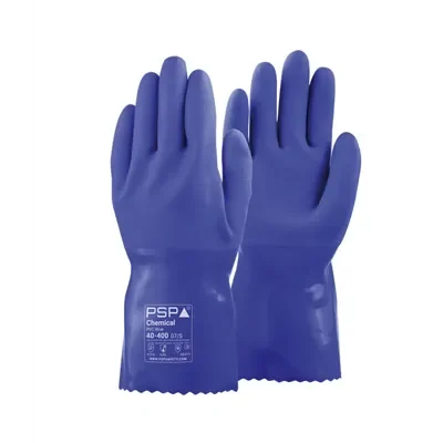 PSP 40-400 Chemische Handschoenen PVC Blauw - Sandy Finish & Triple Dipped, 30cm, Maat 11