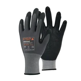 PSP All-Purpose Work Gloves with Nitrile Foam and Grip Dots, Black - Size 10 PSP Allround Werkhandschoen Nitril Schuim met Gripnopjes Zwart - Maat 10