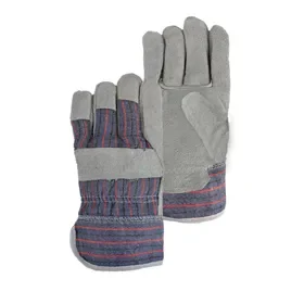 PSP Canadian Split Leather Work Gloves Blue/Striped - 7cm Cuff & Good Fit - Size 10 PSP Canadian Werkhandschoen Splitleer Blauw/Gestreept – 7cm Kap & Goede Pasvorm – Maat 10