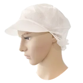 PSP Cap with Visor and Hairnet PP White - 100 Pieces PSP Pet met Klep en Haarnet PP Wit - 100 Stuks