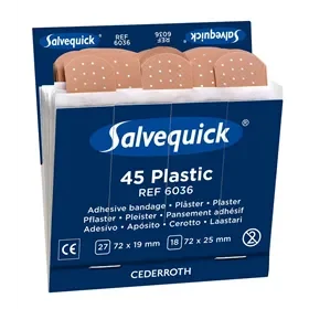 Salvequick Navulling 6036 Plastic Pleisters – 6×45 Stuks, Voor Pleisterdispenser (Twee Formaten) Salvequick Navulling 6036 Plastic Pleisters – 6×45 Stuks, Voor Pleisterdispenser (Twee Formaten)