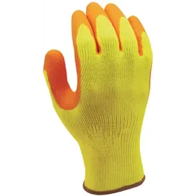 Showa 317 Hi-Vis Fluorescent Yellow/Orange Latex Work Gloves - Size 10-XL Showa 317 Werkhandscjoen Latex Hiviz Fluoriserend Geel/Oranje - Maat 10-XL