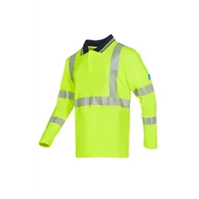 Sioen 539A Flame-Retardant Reflective Polo Garat in Fluorescent Yellow - Size XL Sioen 539A Vlamvertragende Reflecterende Polo Garat Fluo Geel - Maat XL