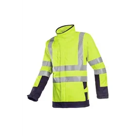 Sioen 9856 Vlamvertragende Reflecterende Regenjas Playford Fluo Geel / Marineblauw - Maat - Maat 2XL