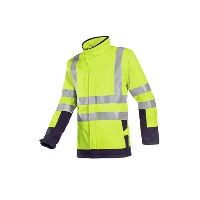 Sioen 9856 Vlamvertragende Reflecterende Regenjas Playford Fluo Geel / Marineblauw - Maat - Maat 2XL