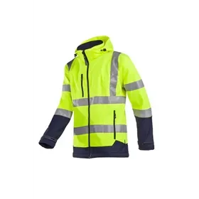 Sioen Fuller Softshell Jacket Fluorescent Yellow/Blue - Waterproof, Lined & Hooded - Size 2XL Sioen Fuller Softshelljas Fluo Geel/Blauw - Waterdicht, Gevoerd & Met Kap - Maat 2XL