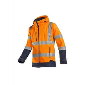 Sioen Fuller Softshell Jacket Fluorescent Orange/Blue - Waterproof, Lined & Hooded - Size L Sioen Fuller Softshelljas Fluo Oranje/Blauw - Waterdicht, Gevoerd & Met Kap - Maat L