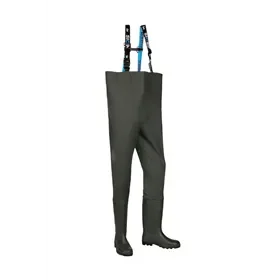 Sioen Glenroe Wader 700A Khaki - Waterproof Rain Pants with Boots & Suspenders, Size V44 Sioen Glenroe Wader 700A Khaki – Waterdichte Regenbroek met Laarzen & Bretels, Maat V44