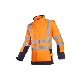 Sioen Heatherton Softshell Jacket Fluo Orange/Navy - Flame Retardant, Windproof & Detachable - Size XL Sioen Heatherton Softshelljas Fluo Oranje/Marine - Vlamvertragend, Winddicht & Afritsbaar - Maat XL