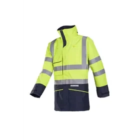 Sioen Hedland Parka Fluorescent Yellow/Navy - Flame Retardant, Antistatic & Waterproof - Size S Sioen Hedland Parka Fluo Geel/Marine - Vlamvertragend, Antistatisch & Waterdicht - Maat S