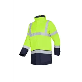 Sioen Lightflash 313A Parka Fluorescent Yellow/Navy - Windproof, Waterproof & Lined, Size XL Sioen LIGHTFLASH 313A Parka Fluo Geel/Marine - Winddicht, Waterdicht & Gevoerd, Maat XL