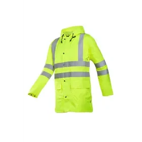 Sioen MONORAY 198A Fluorescent Yellow Rain Jacket - Lightweight, Breathable & Hooded, Size XL Sioen MONORAY 198A Regenjas Fluo Geel - Lichtgewicht, Ademend & Met Kap, Maat XL