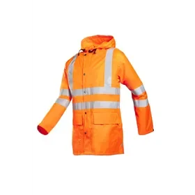Sioen MONORAY 198A Fluorescent Orange Rain Jacket - Lightweight, Breathable & Hooded, Size XL Sioen MONORAY 198A Regenjas Fluo Oranje - Lichtgewicht, Ademend & Met Kap, Maat XL