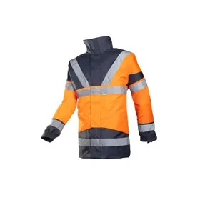 Sioen Skollfield 209A Parka Fluorescent Orange/Navy - Waterproof, Lined & With Bodywarmer, Size L Sioen SKOLLFIELD 209A Parka Fluo Oranje/Marine - Waterdicht, Gevoerd & Met Bodywarmer, Maat L